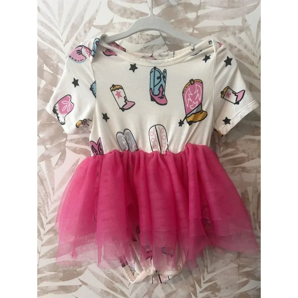 Angel Dear Bamboo Twirly Tutu Bodysuit Cowboy Boots 18–24M Baby Outfit